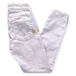 Rich & Skinny Size 24 Ankle-Zip Stretch Jeans Capri White Y2K Zipper Calf